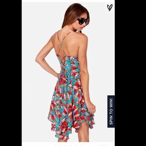Vibrant Print Dress with Criss-Cross Low Back